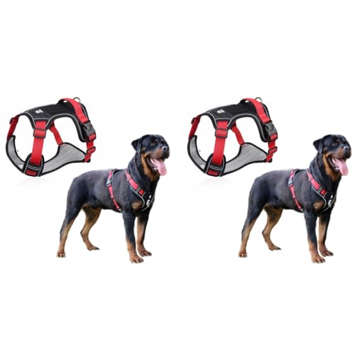 Qpets® Dog Harness No-Pull Pet with Safety Reflective Strip for Dogs Large Size Control Handle Belt Outdoor Oxford Cloth Vest Red XL Suitable for 22.5-45kg 2PCS Qpets® Dog Harness No-Pull Pet with Safety Reflective Strip for Dogs Large Size Control Handle Belt Outdoor Oxford Cloth Vest Red XL Suitable for 22.5-45kg 2PCS